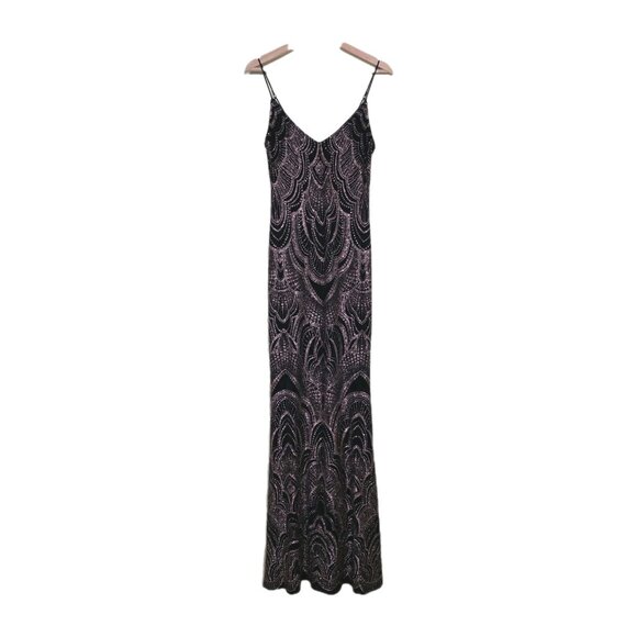 Jump Apparel Maxi Dress Womens 7/8 Black Pink Glitter Lined Cocktail Prom Whimsi - Picture 1 of 16